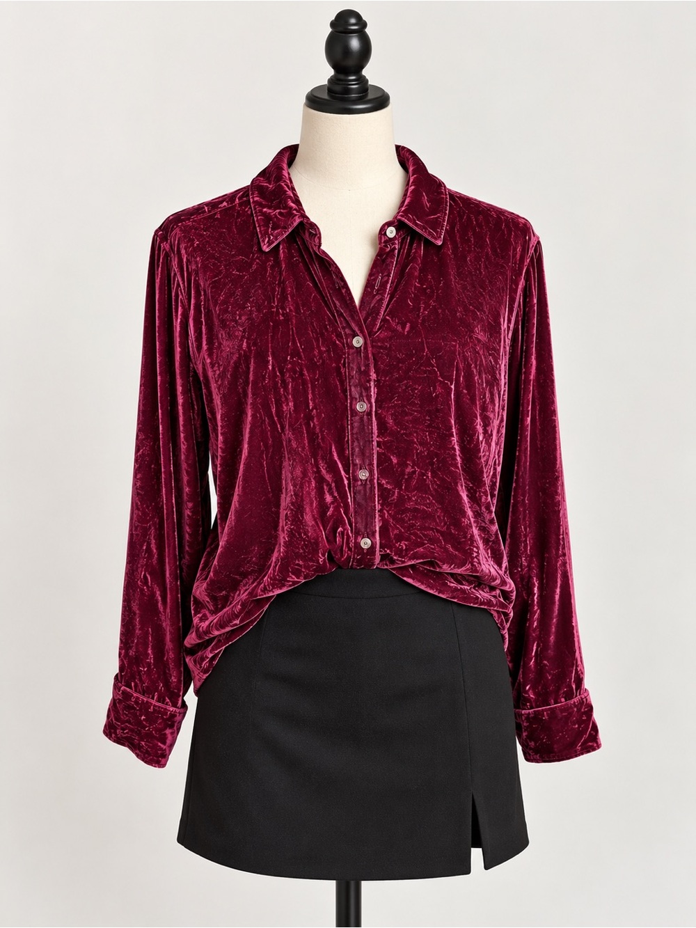 Faherty Burgundy Velvet Silk Blend Button Up Shirt Large